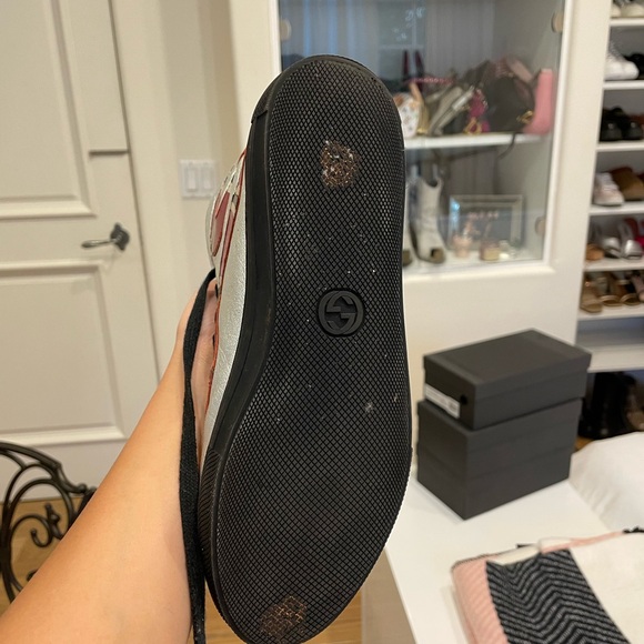 Gucci silver snakeskin high top leather sneakers - Picture 4 of 5